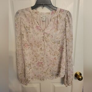 Rachel Zoe Floral Blouse - Pink and Cream